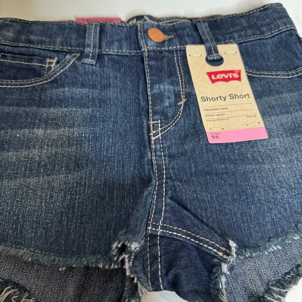 Levi's Shorty Short Girls Stretch Blue Adjustable